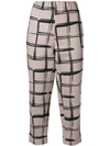 MARNI MARNI CHECKED CROPPED TROUSERS - BROWN