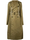RICK OWENS RICK OWENS HOODED TRENCH COAT - GREEN