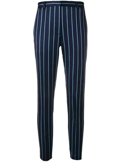 Rokh Striped Wool And Cotton Pants In Blue