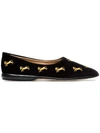 Chloé Black And Gold Metallic Horse Embroidered Ballerina Flats