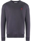 AMI ALEXANDRE MATTIUSSI CREW NECK SWEATSHIRT WITH RED AMI DE COEUR EMBROIDERY