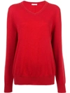 THE ROW THE ROW SUBTLE V-NECK JUMPER - RED