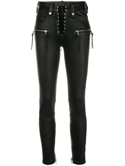 Ben Taverniti Unravel Project Lace-up Cropped Trousers In Black