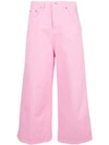 MSGM CROPPED WIDE LEG JEANS