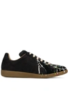 Maison Margiela Replica Painter Leather Low-top Trainers In Black