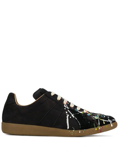 Maison Margiela Replica Painter Leather Low-top Trainers In Black