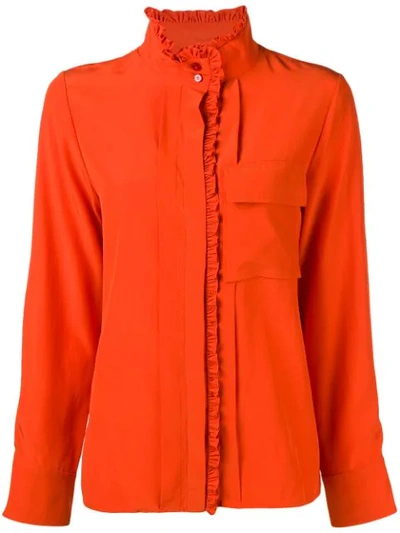 Chloé Ruffled Silk Crepe De Chine Shirt In Orange