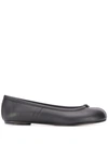 Maison Margiela Black Leather Tabi Ballerinas With Iconic Tabi Split-toe In Black
