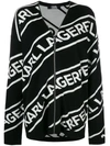 KARL LAGERFELD KARL LAGERFELD ZIPPED LOGO CARDIGAN - BLACK