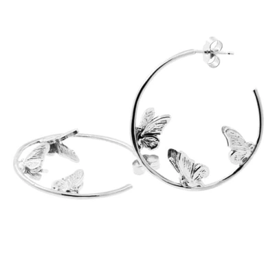 Lee Renee Butterfly Hoop Earrings - Silver