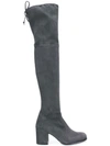 Stuart Weitzman Tieland Suede Over-the-knee Boots In Slate Medium Gray Suede