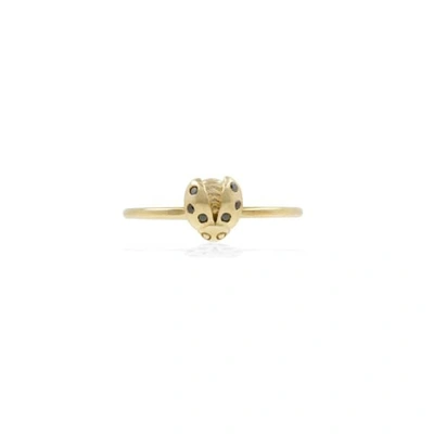 Lee Renee Ladybird Black Diamond Ring/wings Open - Gold