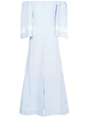 EUDON CHOI EUDON CHOI OFF-THE-SHOULDER MIDI DRESS - BLUE