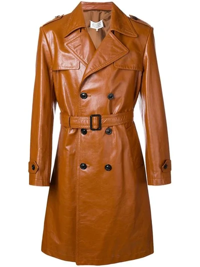 Maison Margiela Double-breasted Boxy Coat In Brown