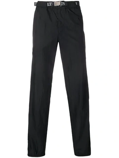 Valentino Vltn Logo-jacquard Belt Trousers In Black
