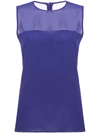 AKRIS AKRIS SHEER PANEL TANK TOP - BLUE