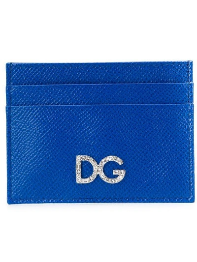 Dolce & Gabbana 镶嵌logo小牛皮卡夹 In Blue