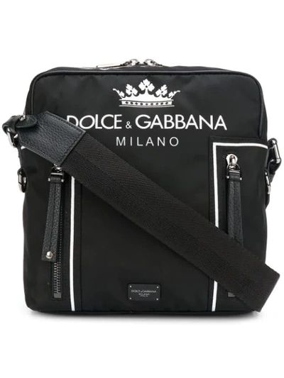 Dolce & Gabbana Dolce And Gabbana 黑色徽标邮差包 In Basic