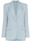 STELLA MCCARTNEY STELLA MCCARTNEY SINGLE BREASTED WOOL BLAZER JACKET - BLUE