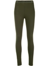 Rabanne Logo Waistband Stirrup Leggings In Green