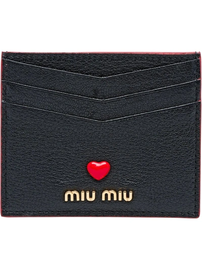 Miu Miu Love Logo Cardholder In Black