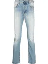 14bros Stonewashed Straight-leg Jeans In Animal Print