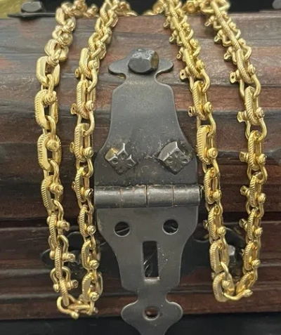 Pre-owned 14k Handmade  Solid Gold Shackle Link Chain 24” Long
