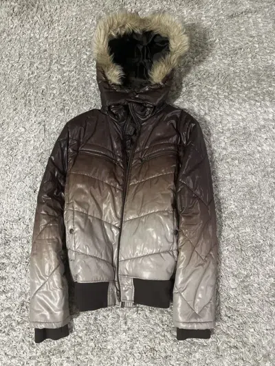 Pre-owned 14th Addiction Ikka L.g.b Gradient Fur Puffer Jacket Vkei In Gray