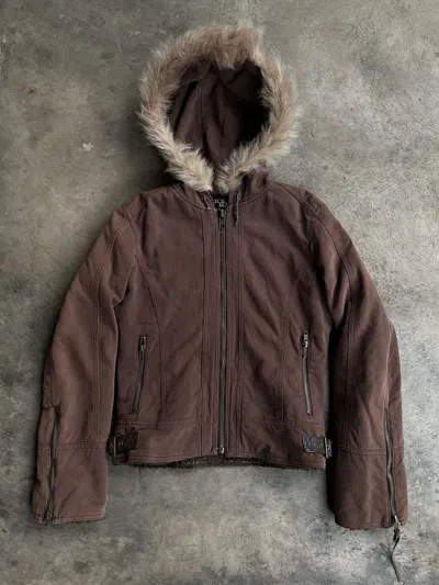 Pre-owned 14th Addiction Japanese Cecil Mcbee Fur Detroit Jacket Gothic Punk Style In Brown