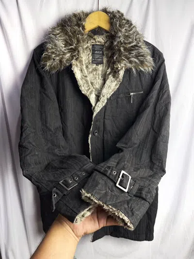 Pre-owned 14th Addiction Japanese Louis Chavlon Fur Jacket Seditionaries Punk Style In Black