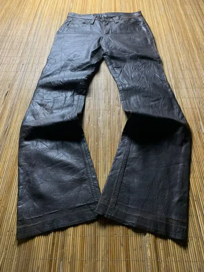 メンズ 00s 291295=HOMME leather flare pants y2k