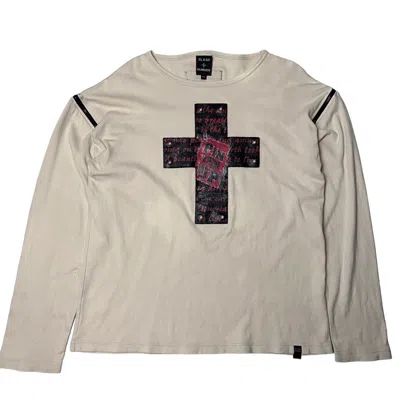Pre-owned 14th Addiction X If Six Was Nine Bindingoffer 2000's Slash Number Cross Ring Zip Longsleeve In White