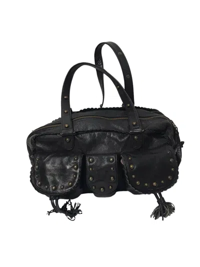 Pre-owned 14th Addiction X If Six Was Nine Ban Leather Bag In Black
