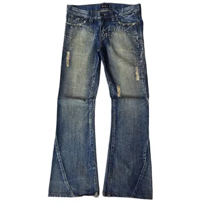 Pre-owned 14th Addiction X Isamu Katayama Backlash Kui Distressed Rusty Flared Jeans In Blue Jean