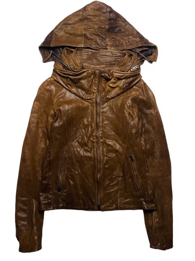 Pre-owned 14th Addiction X Kmrii 2000s G.o.a - Bono Leather Jacket In Brown