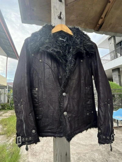 Pre-owned 14th Addiction X Kmrii Japanese~bernings Sho Fur Seditionaries Jacket Bondage Punk In Black