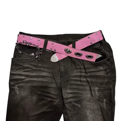 Pre-owned 14th Addiction X Kmrii Studded Leather Belt In Pink