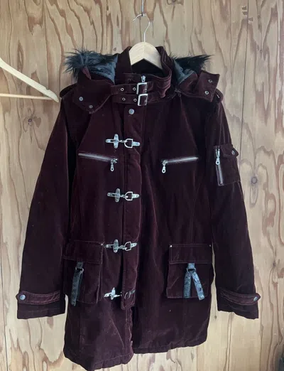 Pre-owned 14th Addiction X Le Grande Bleu L G B Japanese La Form Fur Hooded Buckle Jacket In Red
