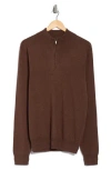 14th & Union 14th And Union Cotton Cashmere Quarter Zip Trim Fit Sweater In Brown Bitter