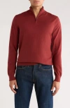 14th & Union 14th And Union Cotton Cashmere Quarter Zip Trim Fit Sweater In Burgundy