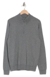 14th & Union 14th And Union Cotton Cashmere Quarter Zip Trim Fit Sweater In Grey Dark Heather