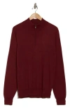 14th & Union 14th And Union Cotton Cashmere Quarter Zip Trim Fit Sweater In Red Grape