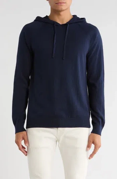 14th & Union 14th And Union Cotton Cashmere Trim Fit Sweater Hoodie In Blue