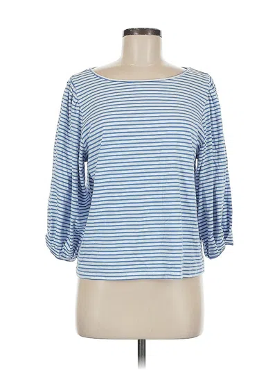 Pre-owned 14th & Union 3/4 Sleeve Top Blue Boatneck Tops