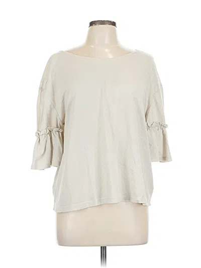 Pre-owned 14th & Union 3/4 Sleeve Top Ivory Boatneck Tops In White