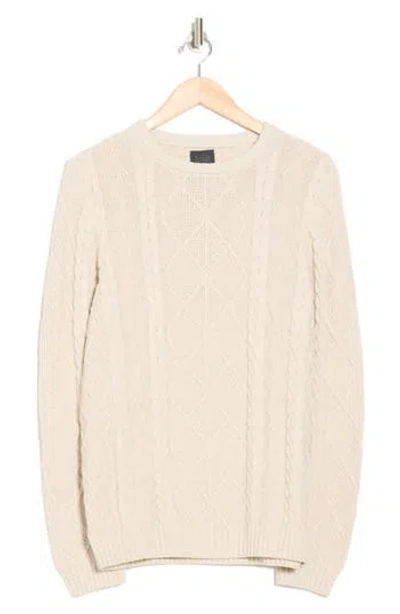 14th & Union Cable Knit Sweater In Beige Oatmeal Heather