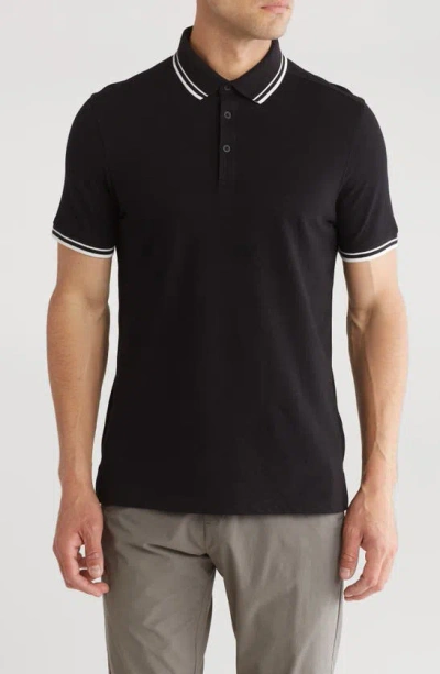 14th & Union Coolmax® & Cotton Blend Tipped Polo In Black