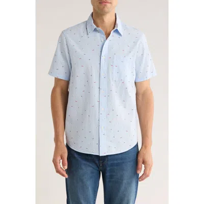 14th & Union Cotton Seersucker Short Sleeve Button-up Shirt In White