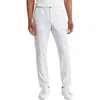 14th & Union Elastic Waist Linen Blend Trim Fit Pants In Blue Thread- White Eoe