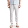 14th & Union Elastic Waist Linen Blend Trim Fit Pants In Grey- White Eoe